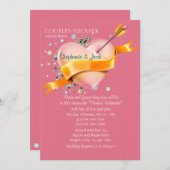 キューピッドの矢はブライダルシャワーの招待状をつなぎます 招待状 (正面/裏面)