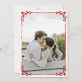 キューピッドの矢印レッドヴィンテージウェディング日付を保存 招待状 (裏面)