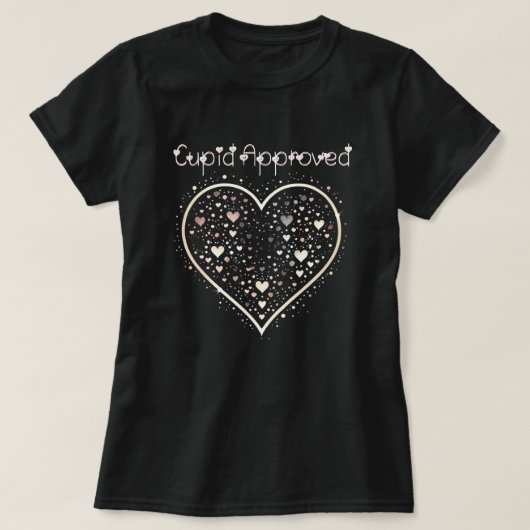 キューピッドの紙吹雪ハート Tシャツ (デザイン正面)