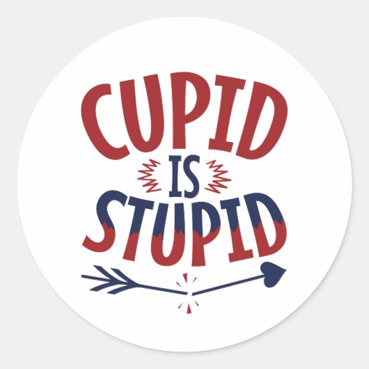 キューピッドはバレンタインデー独身の ラウンドシール (正面)