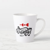 キューピッドアロー赤いハートハッピーバレンタインデー文字 カフェラテマグ (右)