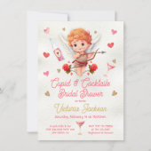 キューピッドアンドカクテルバレンタインデーブライダルシャワー 招待状 (正面)
