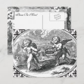 キューピッドインラブロマンチックエレガント白黒 ポストカード (正面/裏面)