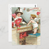 キューピッドウーマンハートショッピング矢印 ポストカード (正面/裏面)