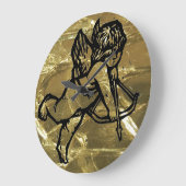 キューピッドエンジェルクリスマスクロックブラック金ゴールド ラージ壁時計 (傾斜)