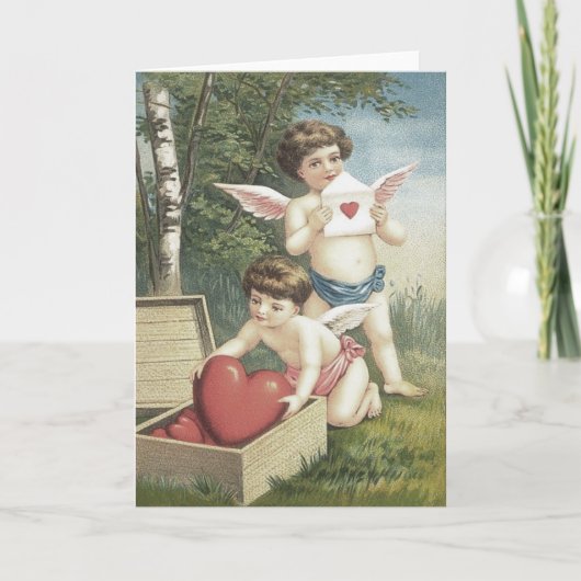 キューピッドケルビエンジェルボックスハートバレンタイン シーズンカード (正面)