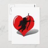キューピッドシルエット&ハート ポストカード (正面/裏面)