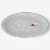 キューピッドタイポグラフィバレンタインデー白ID736 ペーパープレート (アングル)