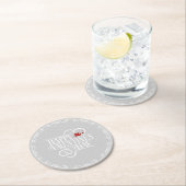 キューピッドタイポグラフィバレンタインデー白ID736 ラウンドペーパーコースター (インサイチュ)