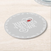 キューピッドタイポグラフィバレンタインデー白ID736 ラウンドペーパーコースター (アングル)