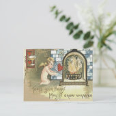 キューピッドトーストハート暖炉 ポストカード (スタンド正面)