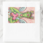 キューピッドドラゴン、ハートと矢印ファンタジーバレンタイン 長方形シール (バッグ)