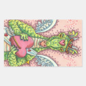 キューピッドドラゴン、ハートと矢印ファンタジーバレンタイン 長方形シール (正面)