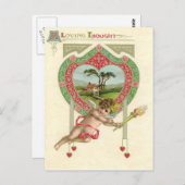キューピッドハートトーチコテージバラ ポストカード (正面/裏面)