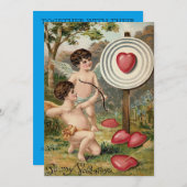 キューピッドハート弓矢ターゲット結婚式招待状 招待状 (正面/裏面)