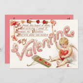 キューピッドハート弓矢メンド結婚式招待状 招待状 (正面/裏面)