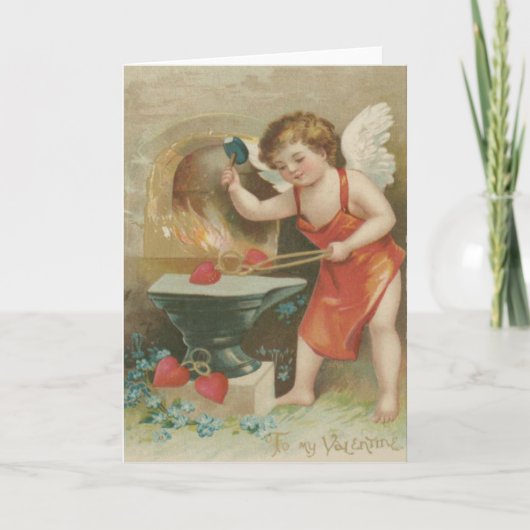 キューピッドハート金床ワスレナグサ カード (正面)