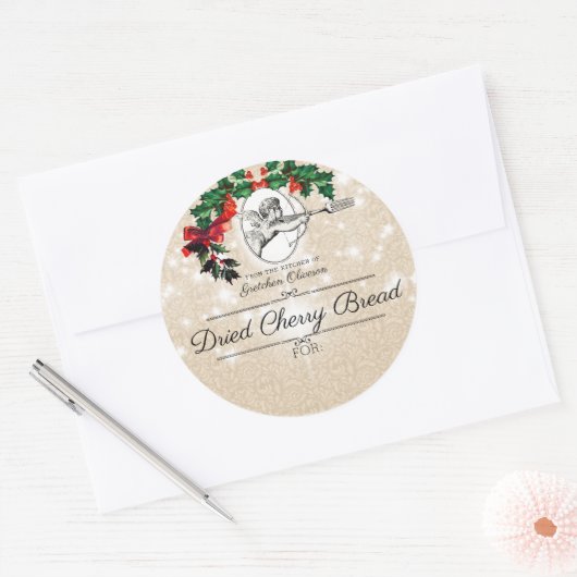 キューピッドフォーククリスマスクッキーベーキング パーソナライズされた ラウンドシール (封筒)