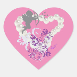 キューピッドフローラパールハートピンクステッカー ハートシール