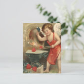 キューピッドメイキングハートヴィンテージバレンタイン シーズンポストカード (スタンド正面)