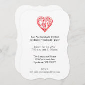 キューピッドメーリングバレンタインヴィンテージハート 招待状 (正面/裏面)