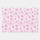 キューピッドラブハートドードルパターンバレンタインデー ラッピングペーパーシート (正面)