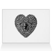 キューピッドレースハートシルク明るい赤紫色クロス、ピンクブラック (内部横(上))