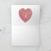 キューピッドレースハートシルク明るい赤紫色クロス、ピンクレッド シーズンカード (内部)