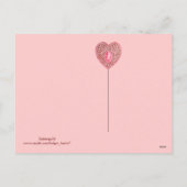 キューピッドレースハートシルク明るい赤紫色クロス、ピンクレッド シーズンポストカード (裏面)