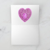 キューピッドレースハートシルク明るい赤紫色布、ピンクバイオレット シーズンカード (内部)