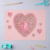 キューピッドレースハートピンクレッドバレンタインデー 薄葉紙 (クラフト)