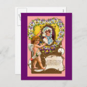 キューピッドヴィンテージバレンタインデーのはがき シーズンポストカード (正面/裏面)