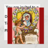 キューピッドヴィンテージバレンタインデー 招待状 (正面/裏面)