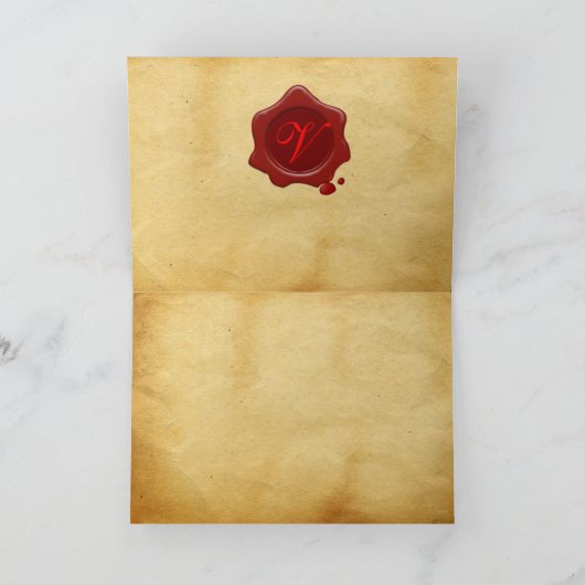 キューピッド付きのレディ、赤いハートワックスシールバレンタインデー シーズンカード (内部)