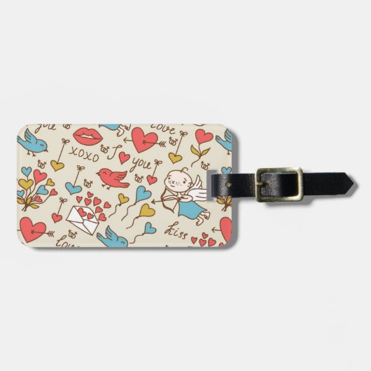 キューピッド付きバレンタインデー ラゲッジタグ (正面横)