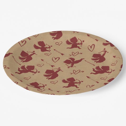 キューピッド矢印とハートID630 ペーパープレート (アングル)