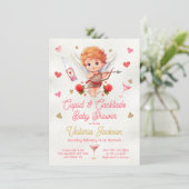 キューピッド&カクテルバレンタインデー赤ちゃんシャワー 招待状 (スタンド正面)