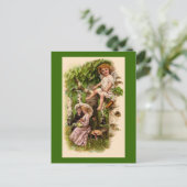 キューピッド&カップルヴィンテージバレンタインデーのはがき シーズンポストカード (スタンド正面)