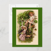 キューピッド&カップルヴィンテージバレンタインデーのはがき シーズンポストカード (正面/裏面)