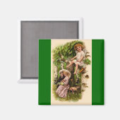 キューピッド&カップルヴィンテージバレンタインデー マグネット (正面/裏面)