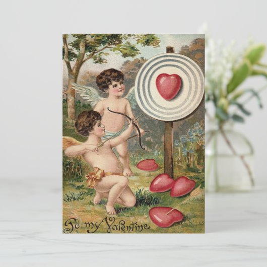 キューピッド ハート ボウ アロー ターゲット ウェディング 招待状 (スタンド正面)