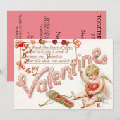 キューピッド ハート ボウ アロー メンド ウェディング インビテーション (正面/裏面)