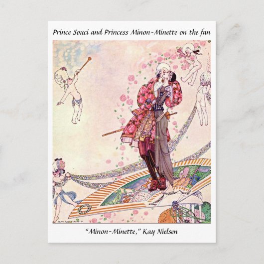 キューピッド、プリンセス、王子の魔法のファン ポストカード (正面)