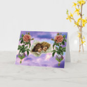 キューピッド ローズ 折りたたみ式グリーティングカード カード (黄色い花)