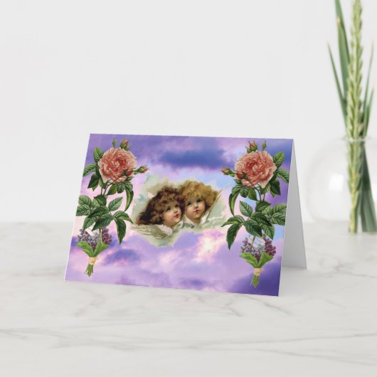 キューピッド ローズ 折りたたみ式グリーティングカード カード (正面)