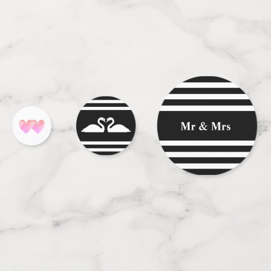 キューピッド、白と黒のスワストライプのン結婚。 コンフェッティ (正面)