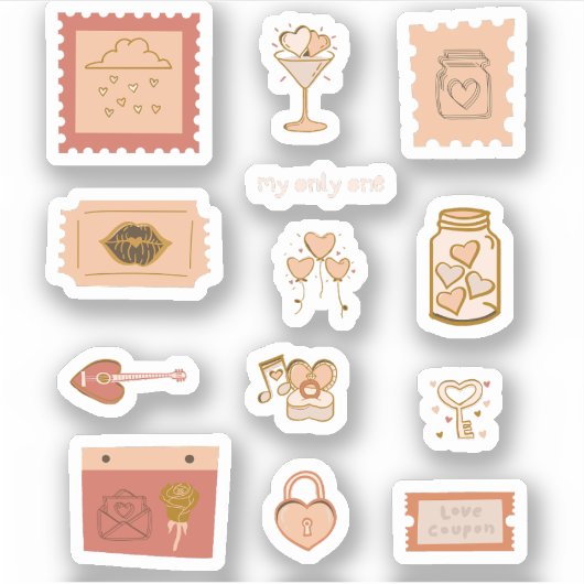 キューピッドbohoラブドードルスクラップブックシール シール (正面)