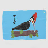 キューピレおもしろいットの木ペッカー漫画イラストレーション ゴルフタオル (横)