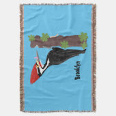 キューピレおもしろいットの木ペッカー漫画イラストレーション スローブランケット (正面縦)