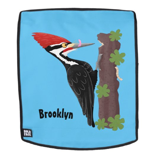 キューピレおもしろいットの木ペッカー漫画イラストレーション バックパック (取り外し可フェース)